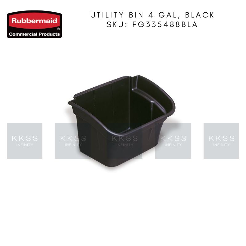 Rubbermaid Commercial Utility Bin, 4 gal, Black